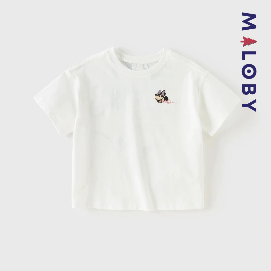 T-shirts antibactériens et anti-acariens motif Disney enfant fille- Blanc