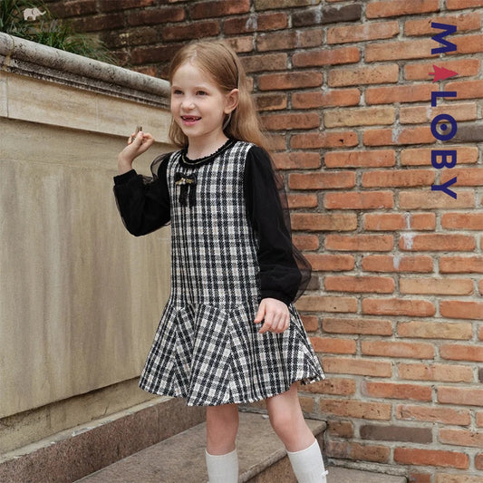 Robe cérémonie  bi-matière enfant fille - noir