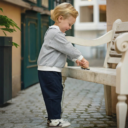 Ensemble sweat col chemise et pantalon cargo enfant garçon gris et bleu marine - MALOBY