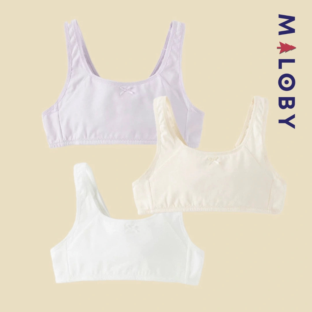 Brassières  100% coton - Blanc/Abricot/Violet