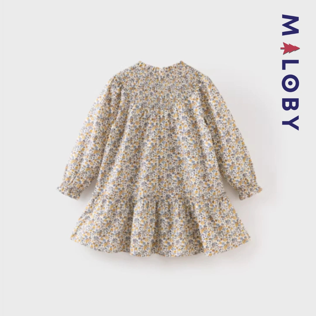 Robe à smocks motifs floral enfant fille -Floral -robes et ensembles pour filles, bébés et garcons - MALOBY