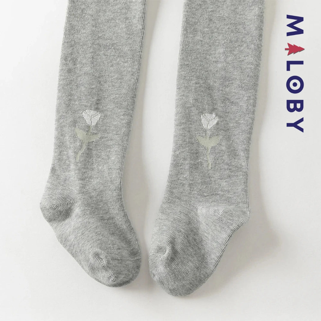 Collant épais motif fantaisie enfant fille- gris