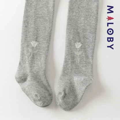 Collant épais motif fantaisie enfant fille- gris