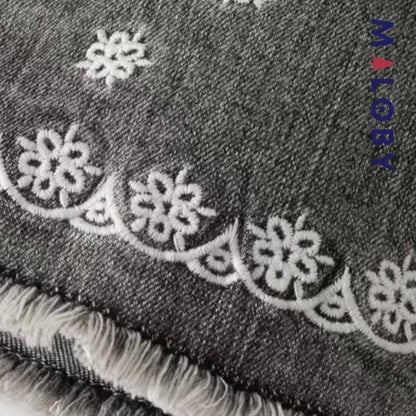 Pantalon jean évasé brodé enfant fille –Gris