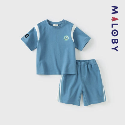 Ensemble été 2 pièces antibactérien enfant garçon -Bleu