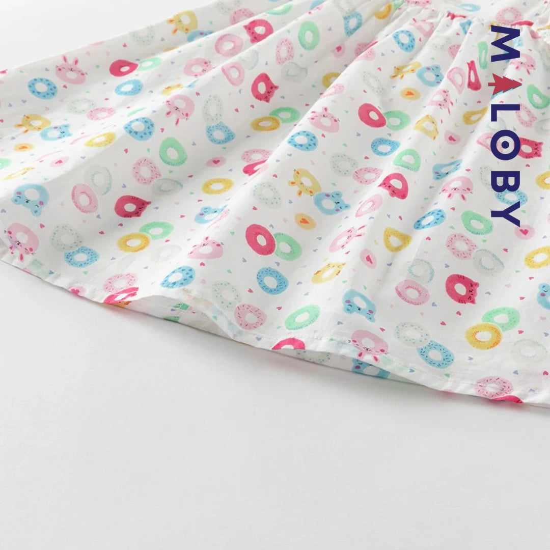 Robe d'été imprimée enfant fille -blanc imprimé -robes et ensembles pour filles, bébés et garcons - MALOBY