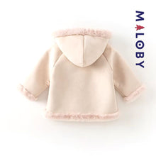 Charger l&#39;image dans la galerie, Manteau à capuche en peau lainée enfant fille - Rose -robes et ensembles pour filles, bébés et garcons - MALOBY
