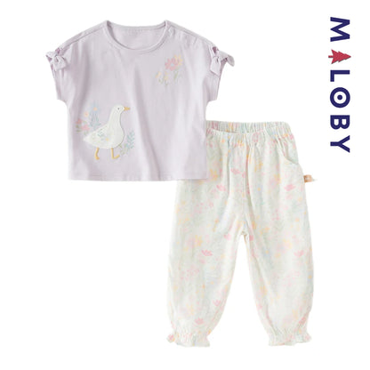 Ensemble 2 pièces T shirt+pantalon enfant fille- Violet