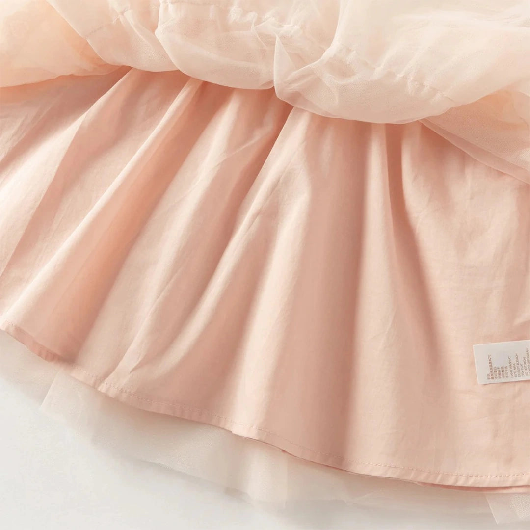 Robe bi-matière motif cœur enfant fille -Rose -robes et ensembles pour filles, bébés et garcons - MALOBY