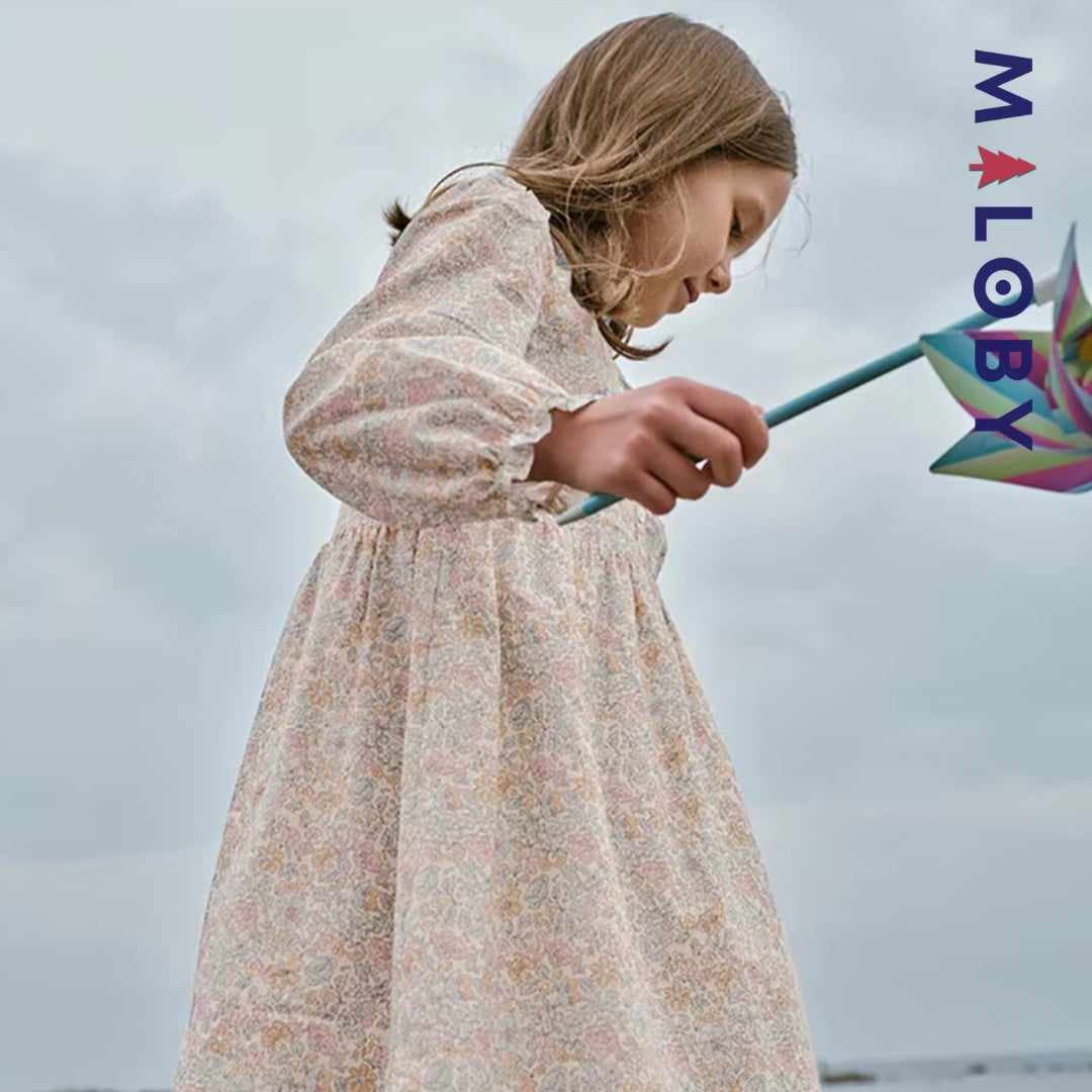 Robe fleurie manches longues enfant fille -Floral