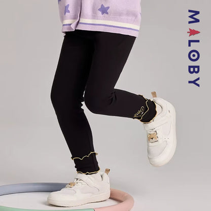 Leggings pantalon antibactérien et anti-acariens enfant fille -Noir