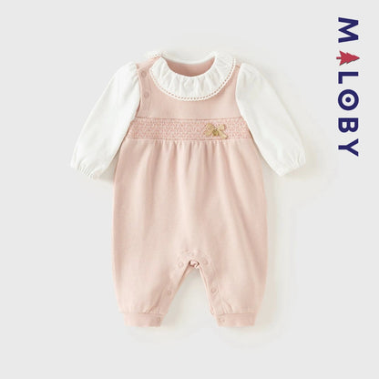 Combinaison longue effet 2 en 1 enfant fille -rose -robes et ensembles pour filles, bébés et garcons - MALOBY