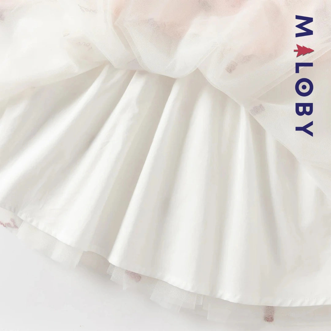 Robe bi-matière rose avec motif bonbon, style 2 en 1