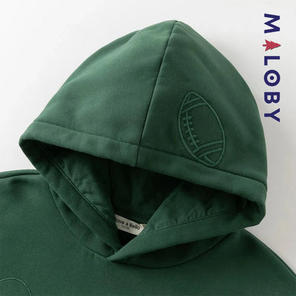 sweat à capuche doublé sherpa enfant garçon- vert