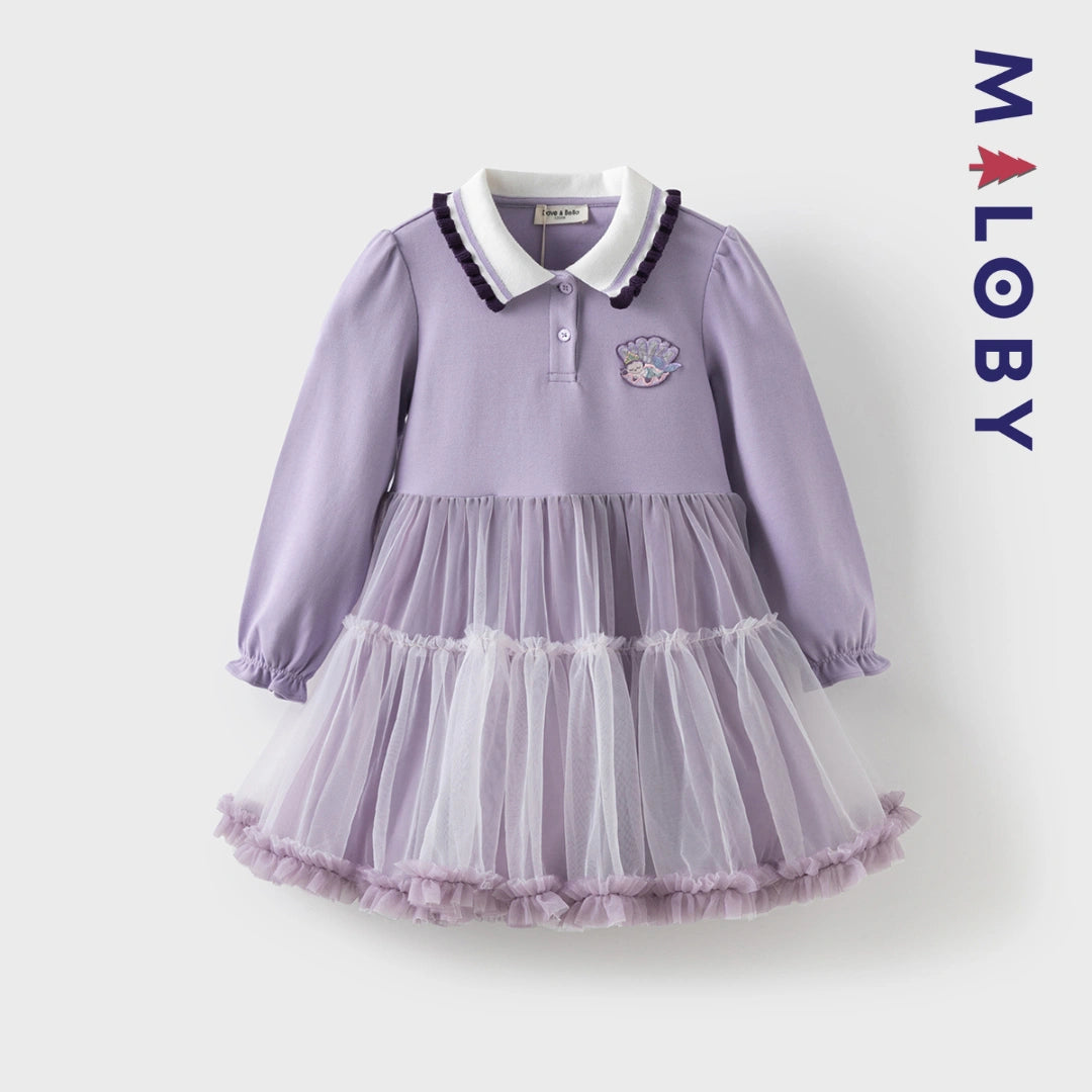 Robe col polo enfant fille- violet