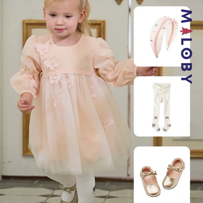 Robe de fête en voile enfant fille - Rose pâle -robes et ensembles pour filles, bébés et garcons - MALOBY