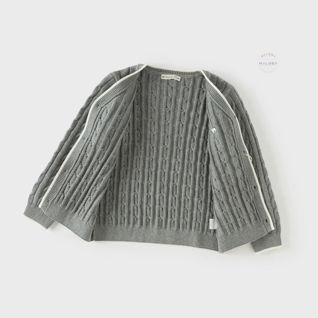 Cardigan torsadé antistatique premium gris pour garçon, vêtement enfant maroc - MALOBY