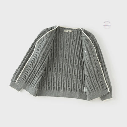 Cardigan torsadé antistatique premium gris pour garçon, vêtement enfant maroc - MALOBY