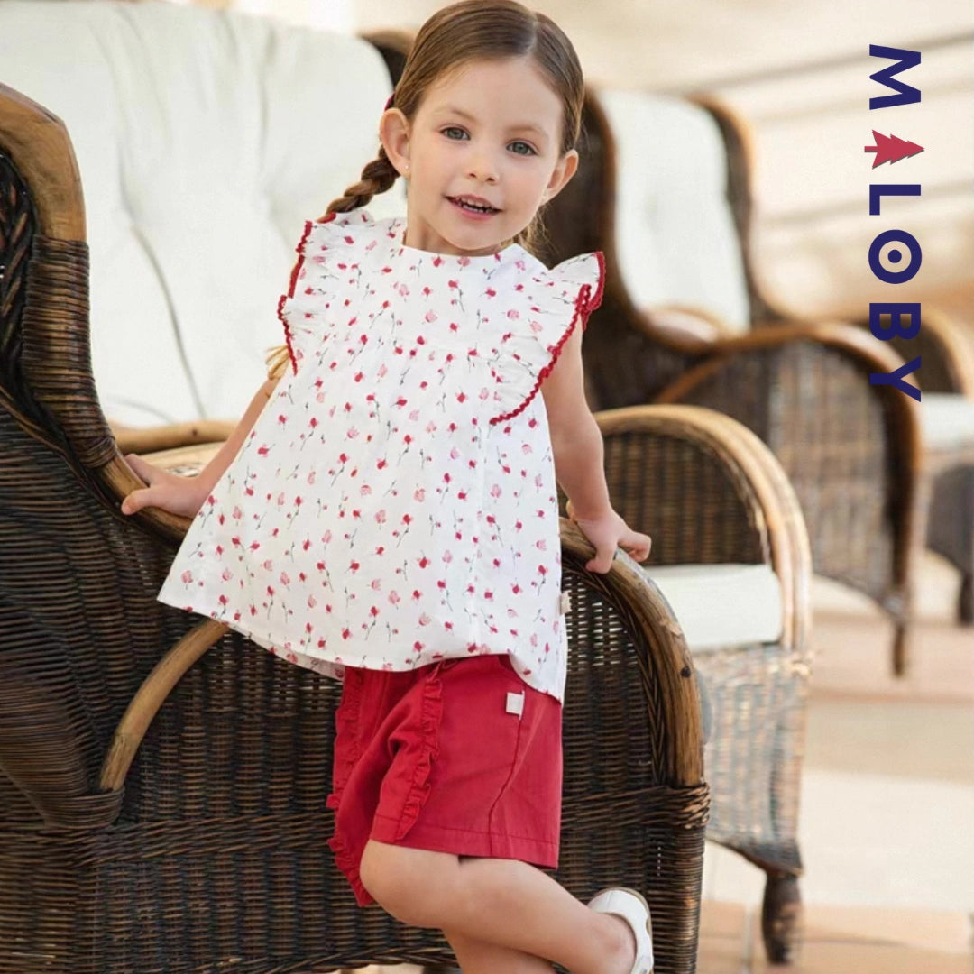 Ensemble d'été 2 pièces enfant fille -Rouge