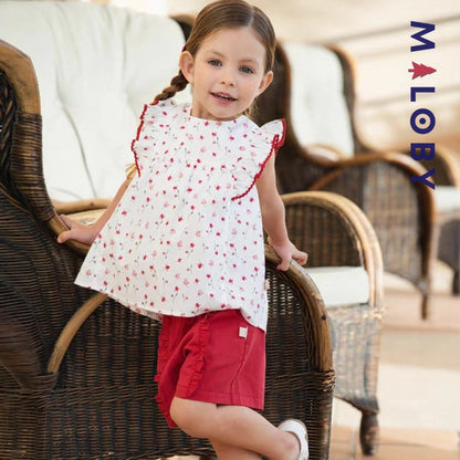 Ensemble d'été 2 pièces enfant fille -Rouge