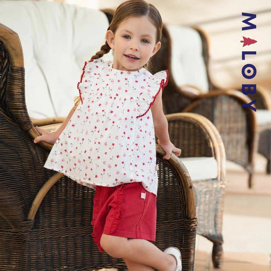 Ensemble d'été 2 pièces enfant fille -Rouge