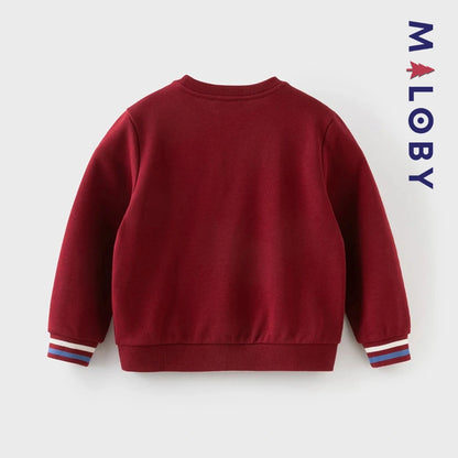 sweat col rond motif placé enfant garçon -Rouge -robes et ensembles pour filles, bébés et garcons - MALOBY