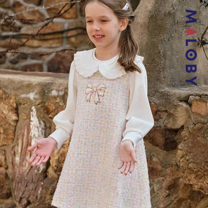 Robe cérémonie à carreaux style chanel enfant fille -Rose -robes et ensembles pour filles, bébés et garcons - MALOBY