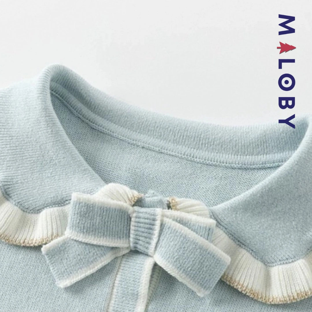 Robe en maille et en tulle effet 2 en 1 enfant fille - Bleu ciel