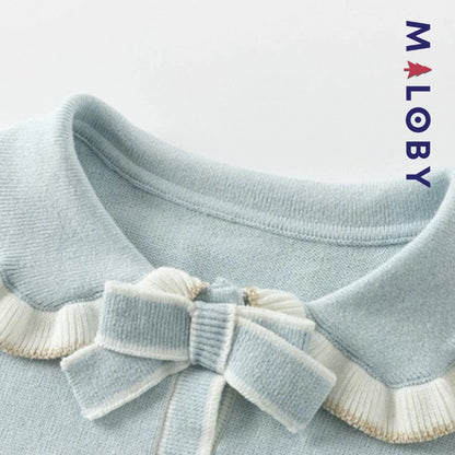 Robe en maille et en tulle effet 2 en 1 enfant fille - Bleu ciel