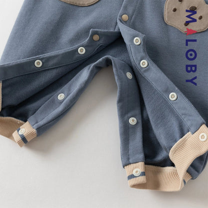 Combinaison longue en molleton enfant garçon - Gris bleu