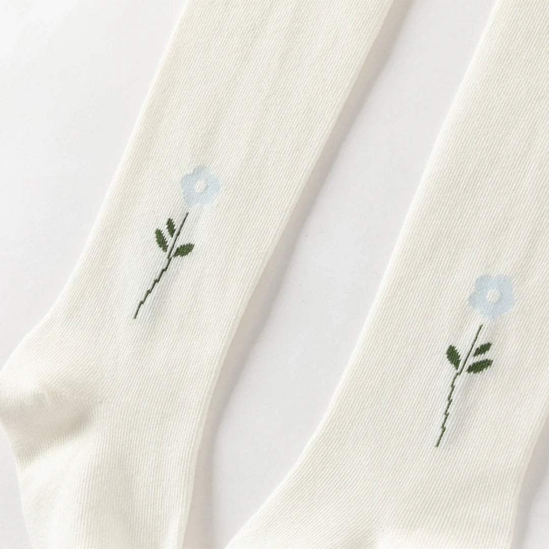 Collants épais brodés fleur enfant fille beige, vêtement enfant maroc - MALOBY