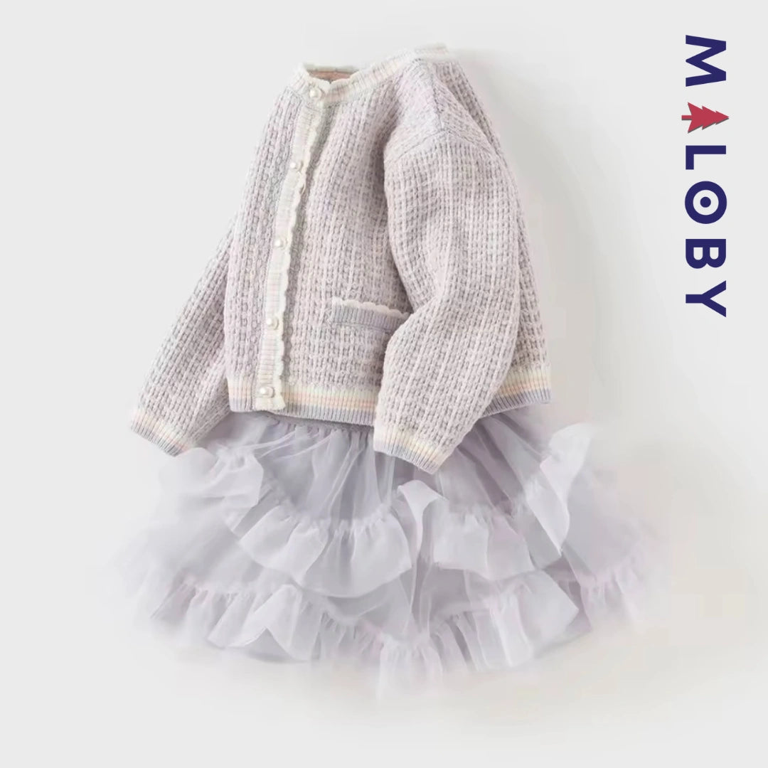 Ensemble style chanel jupe + Cardigan -Violet