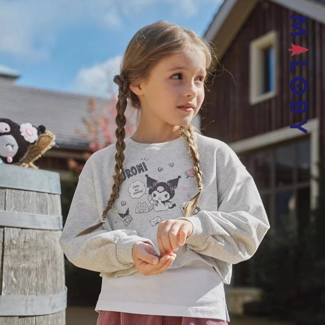 Sweat-shirt Kuromi effet 2 en 1 enfant fille -Gris -robes et ensembles pour filles, bébés et garcons - MALOBY