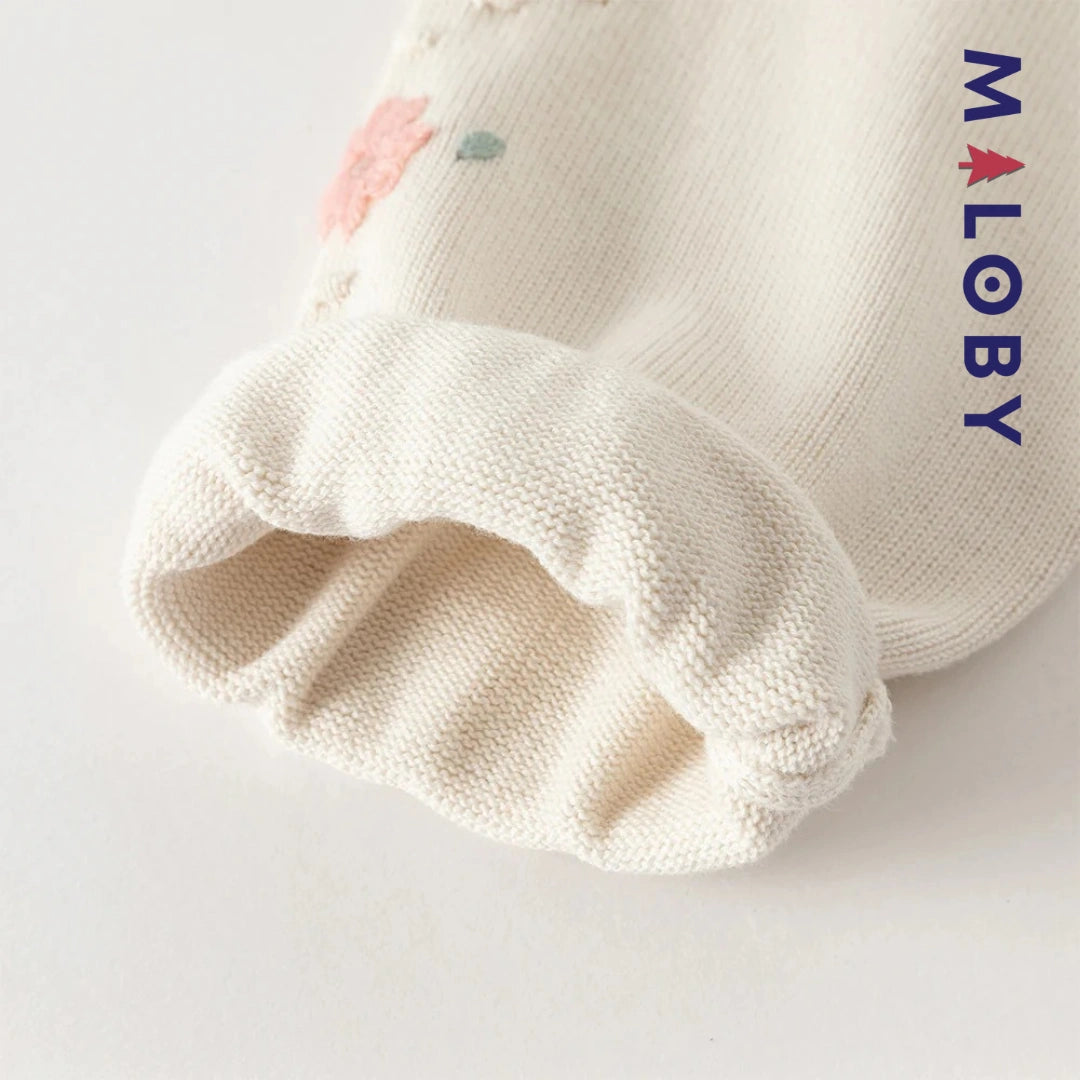 Cardigan en pur coton brodé enfant fille -Beige -robes et ensembles pour filles, bébés et garcons - MALOBY