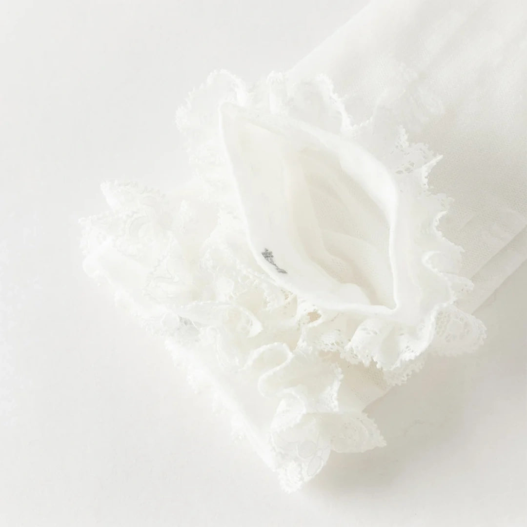 Chaussettes hautes en dentelle enfant fille blanc, accessoire enfant maroc - MALOBY