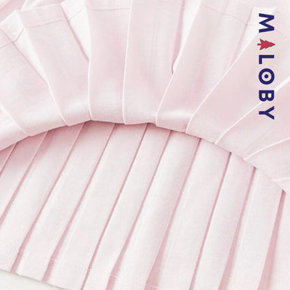 Robe manches longues en piqué de coton enfant fille- Rose