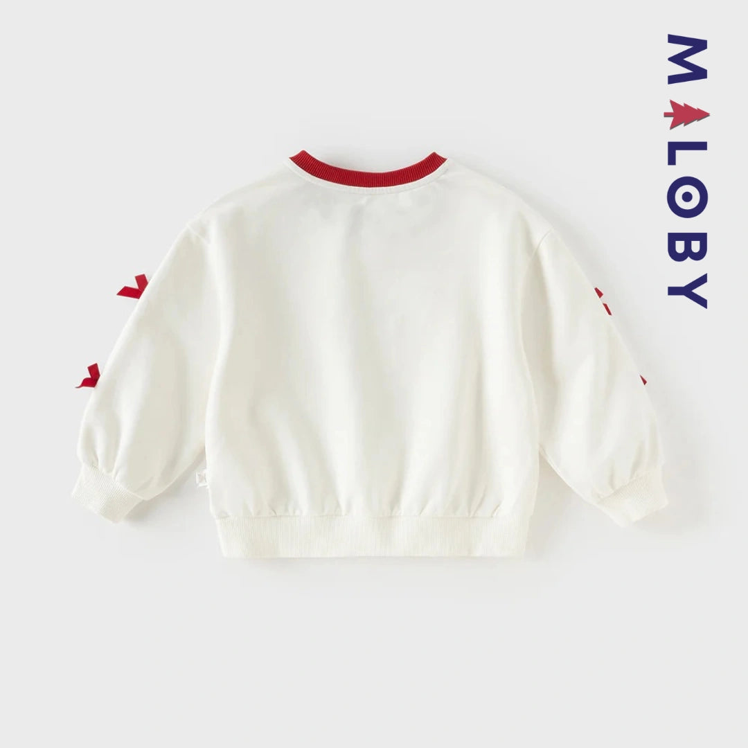 T-shirt à nœud manches longues enfant fille -Blanc -robes et ensembles pour filles, bébés et garcons - MALOBY