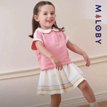 Ensemble été sweat+jupe short plissée enfant fille -Rose
