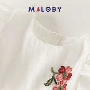 Robe cérémonie brodée enfant fille - Blanc -robes et ensembles pour filles, bébés et garcons - MALOBY