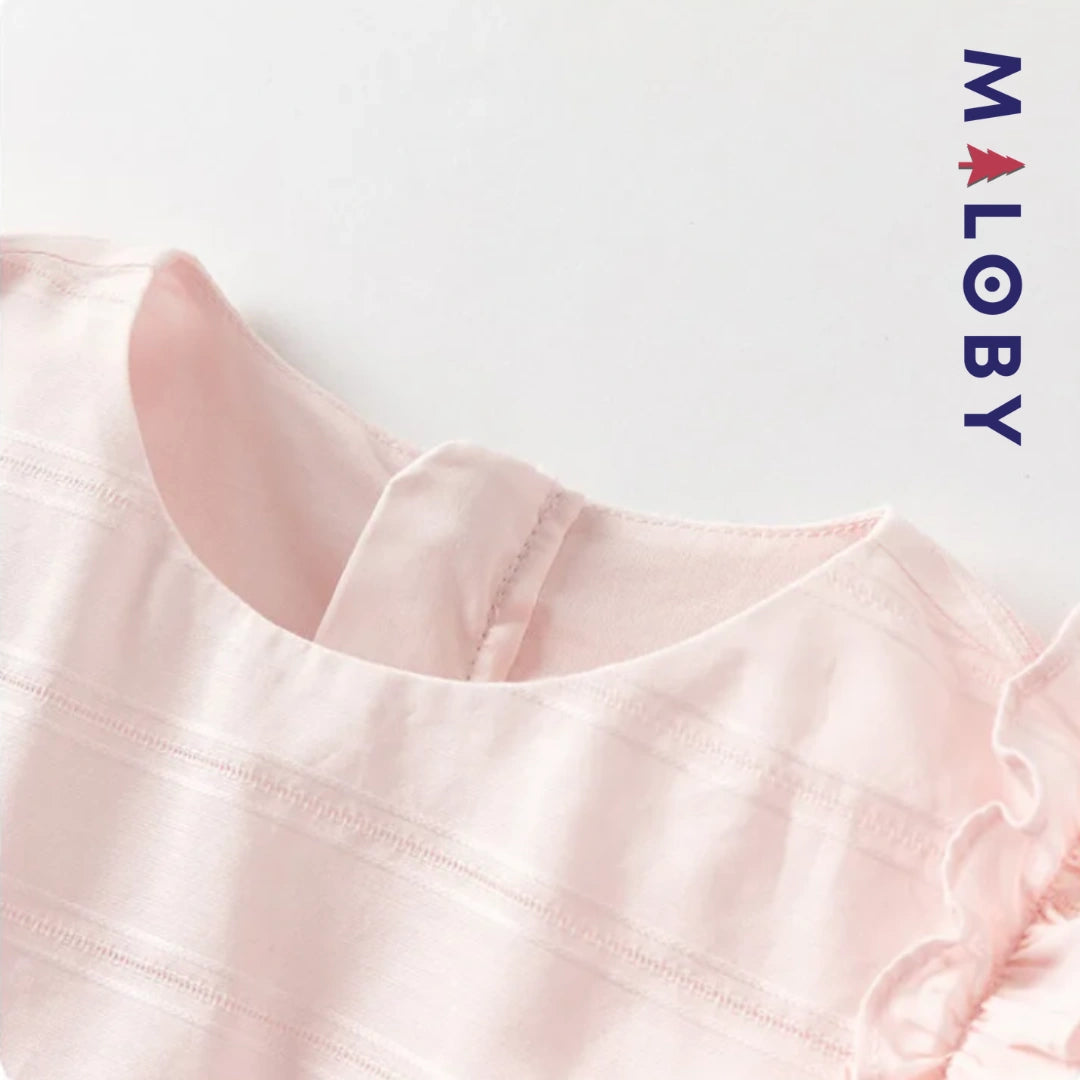 Ensemble  d'été en dentelle Tunique+Short enfant fille -Rose