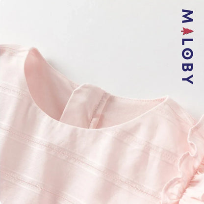 Ensemble  d'été en dentelle Tunique+Short enfant fille -Rose