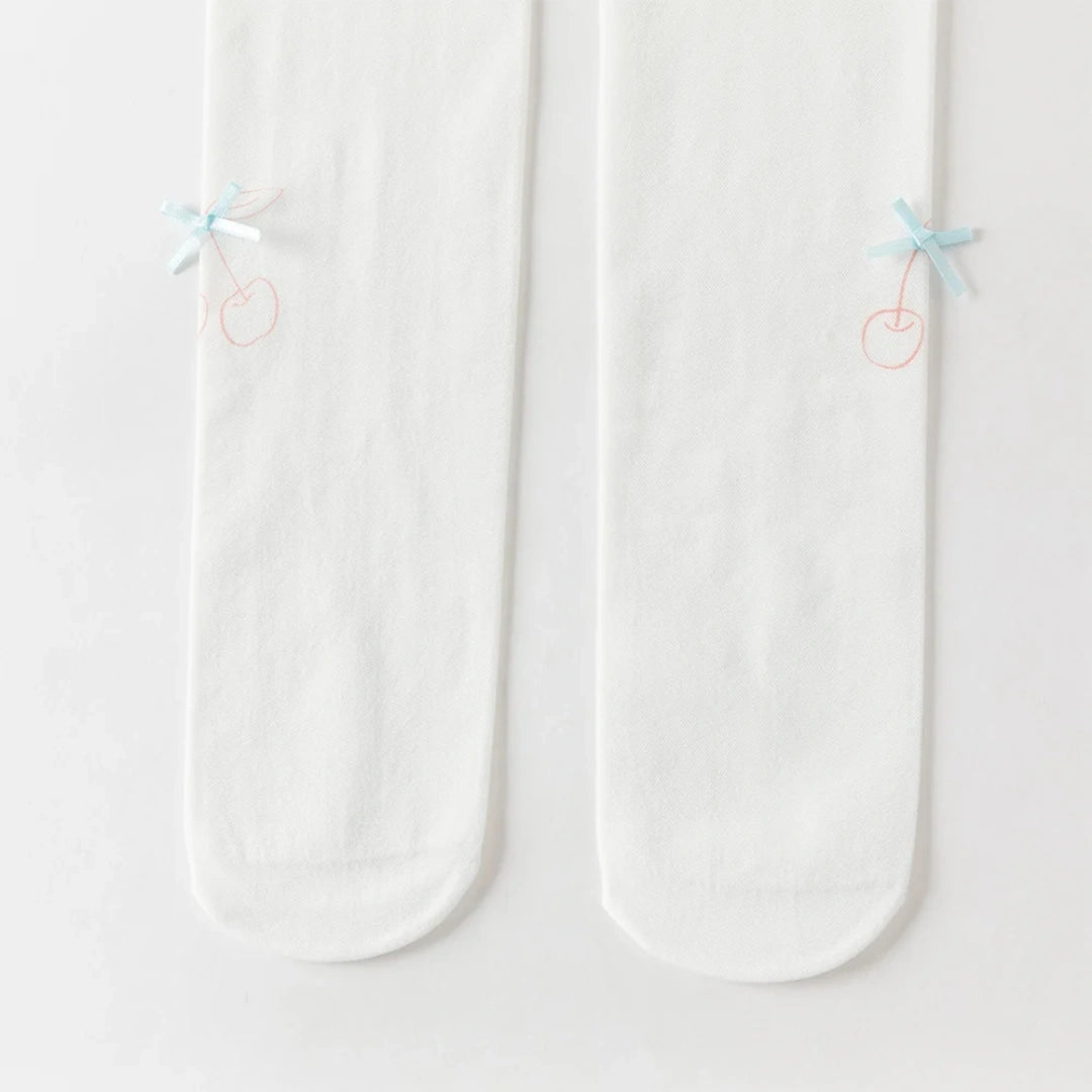 Collant en pointelle motif fleur enfant fille -Beige