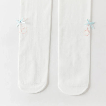 Collant en pointelle motif fleur enfant fille -Beige