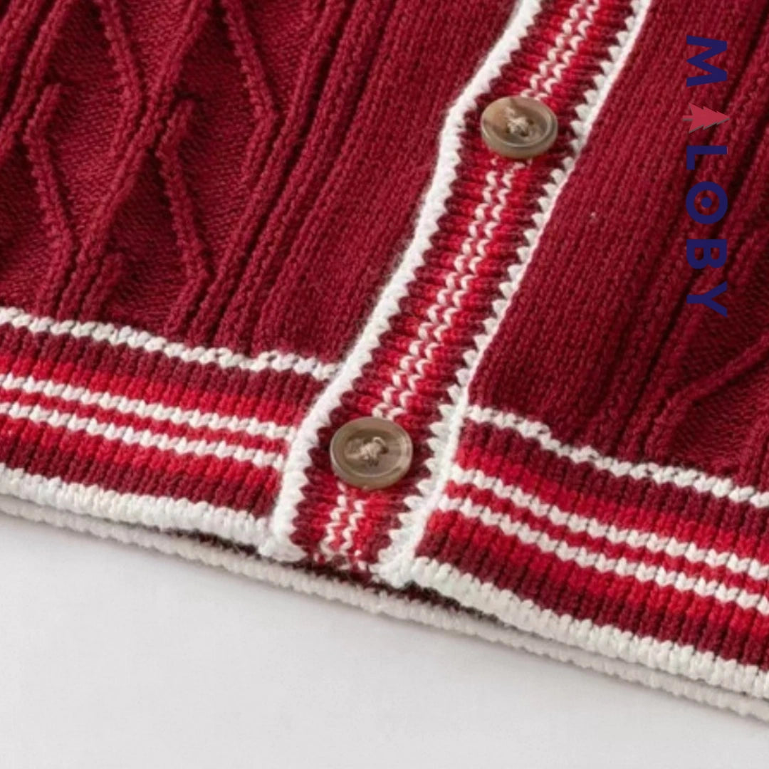 Duo chemise à nœud+cardigan enfant garçon -Rouge -robes et ensembles pour filles, bébés et garcons - MALOBY