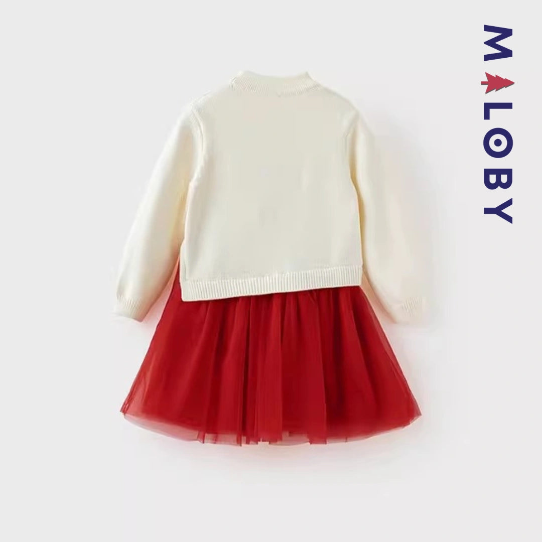 Robe bi-matière motif Disney enfant fille -Beige -robes et ensembles pour filles, bébés et garcons - MALOBY