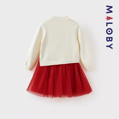 Robe bi-matière motif Disney enfant fille -Beige -robes et ensembles pour filles, bébés et garcons - MALOBY