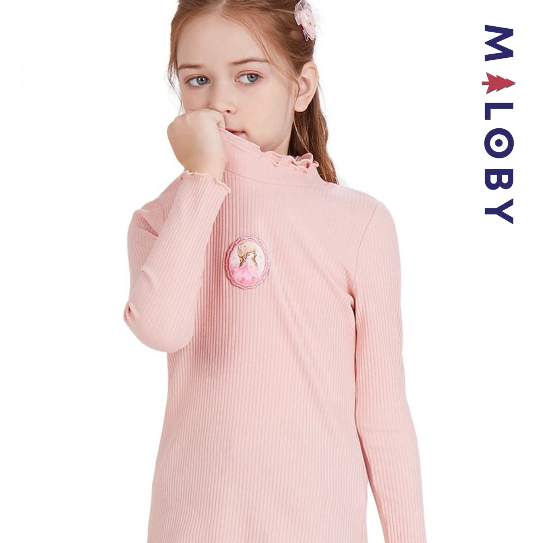 Pull en maille manches longues enfant fille- Rose/Gris/Blanc