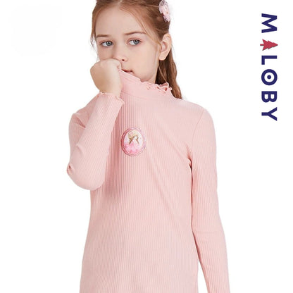 Pull en maille manches longues enfant fille- Rose/Gris/Blanc