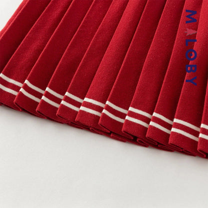 Robe en tricot manches longues enfant fille - Rouge