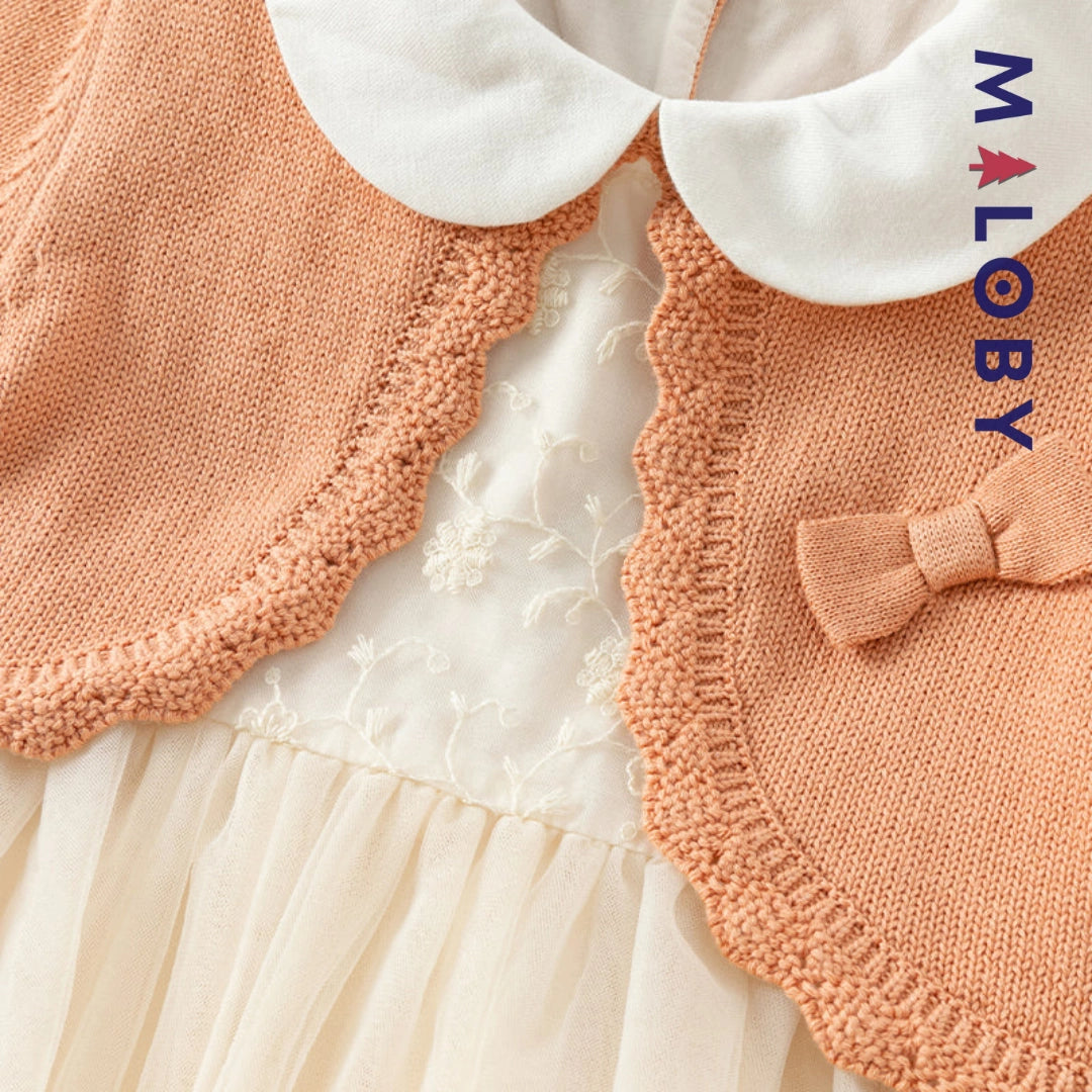 Robe cérémonie à boléro intégré- Beige -robes et ensembles pour filles, bébés et garcons - MALOBY